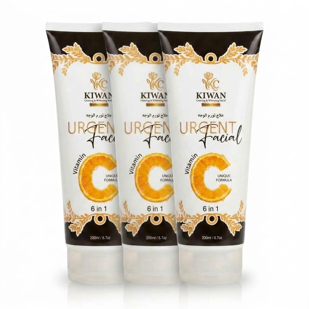 Kiwan Urgent Facial Vitamin C 6-in-1 Cooling & Whitening Facial – 3-Pack (200ml)