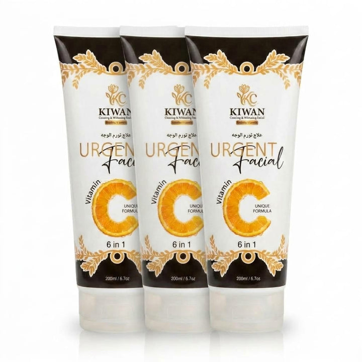 Kiwan Urgent Facial Vitamin C 6-in-1 Cooling & Whitening Facial – 3-Pack (200ml)