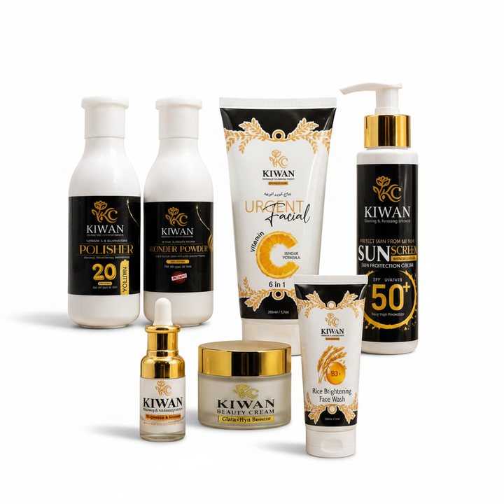 Kiwan beauty bundle products isolated on a clean white background